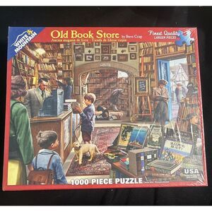 Steve Crisp White Mountain Jigsaw Puzzle Old Book‎ Store NIB 1000 Piece USA